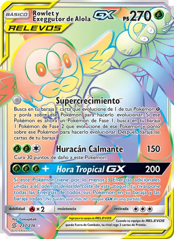Rowlet y Exeggutor de Alola GX 237 – Mentes Unidas