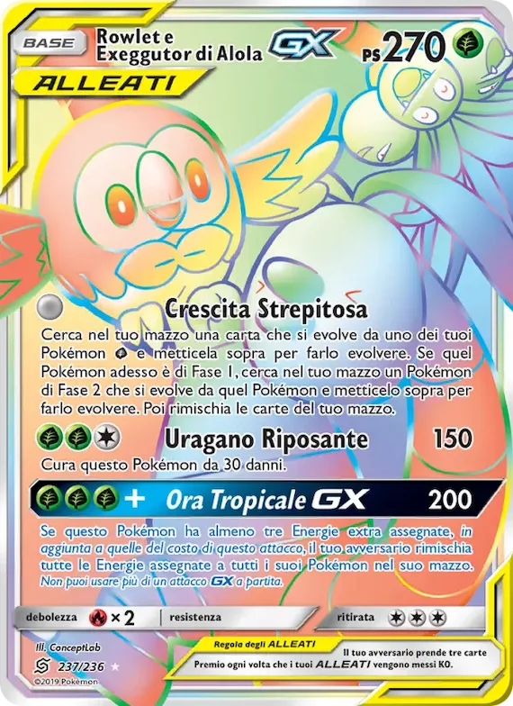 Rowlet e Exeggutor di Alola GX 237 – Sintonia Mentale