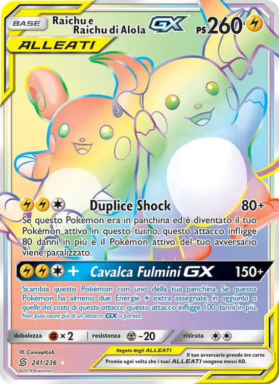 Raichu e Raichu di Alola GX 241 – Sintonia Mentale