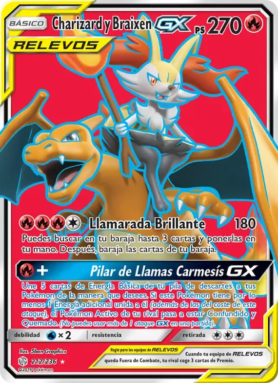 Charizard y Braixen GX 212 – Eclipse Cósmico