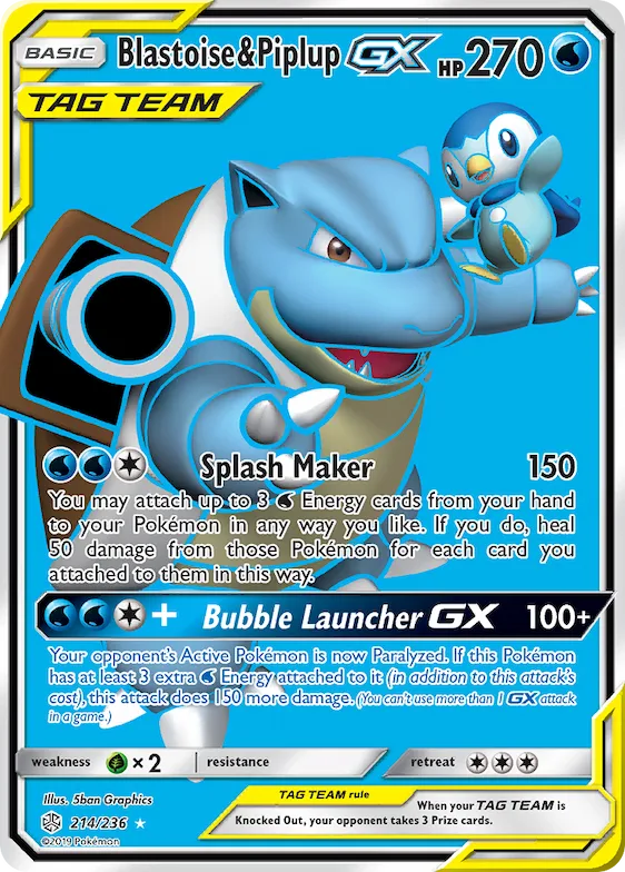 Blastoise & Piplup-GX #214 – SM - Cosmic Eclipse