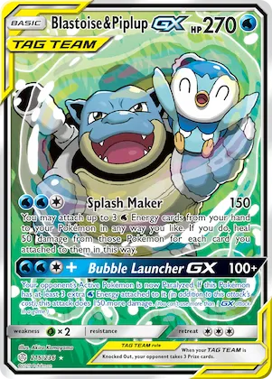 Blastoise & Piplup-GX #215 – SM - Cosmic Eclipse