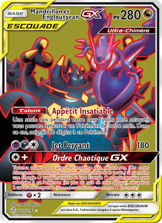Mandrillon et Engloutyran GX 223 – Éclipse Cosmique