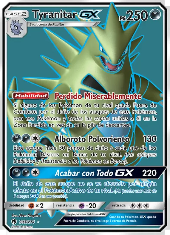 Tyranitar GX 203 – Truenos Perdidos