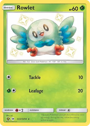 Rowlet #SV2 – Hidden Fates Shiny Vault