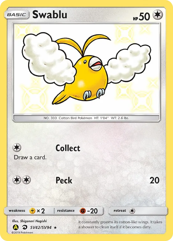 Swablu #SV42 – Hidden Fates Shiny Vault