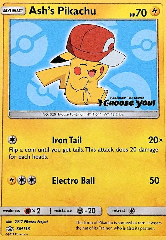 Pikachu de Sacha SM113 – Promo SM