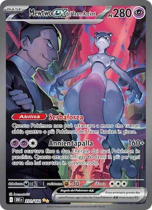 Mewtwo-ex del Team Rocket 231 – Rivali Predestinati
