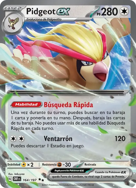 Pidgeot ex 164 – Llamas Obsidianas