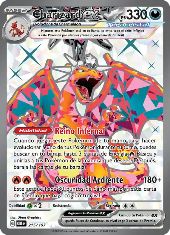 Charizard ex 215 – Llamas Obsidianas