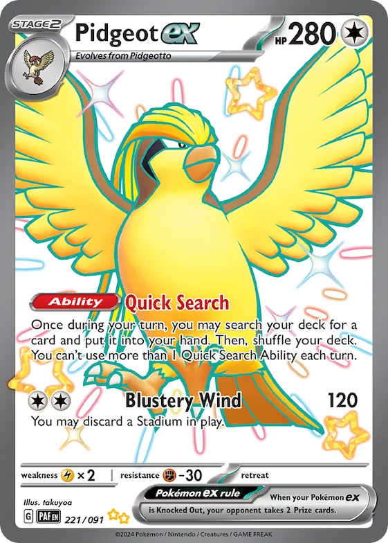 Pidgeot ex #221 – Paldean Fates