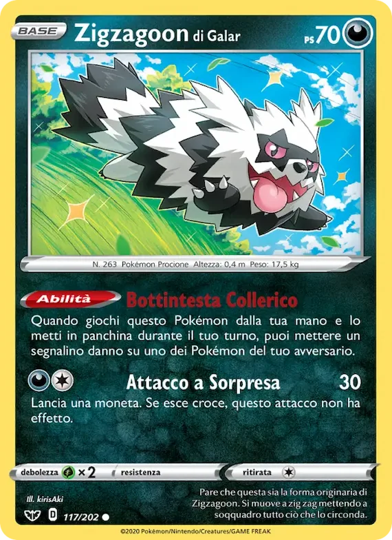 Zigzagoon di Galar 117 – Spada e Scudo