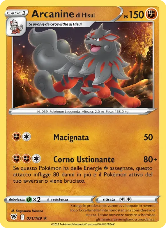 Arcanine di Hisui 71 – Lucentezza Siderale