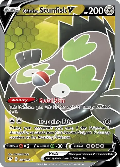 Galarian Stunfisk V #184 – Darkness Ablaze