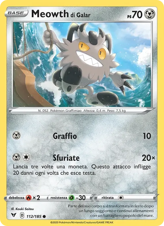 Meowth di Galar 112 – Voltaggio Sfolgorante
