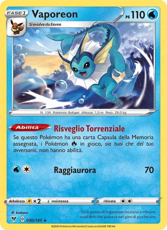 Vaporeon 30 – Voltaggio Sfolgorante