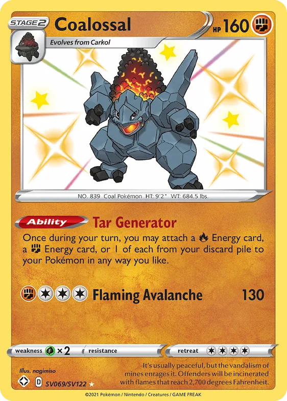 Coalossal #SV069 – Shining Fates Shiny Vault
