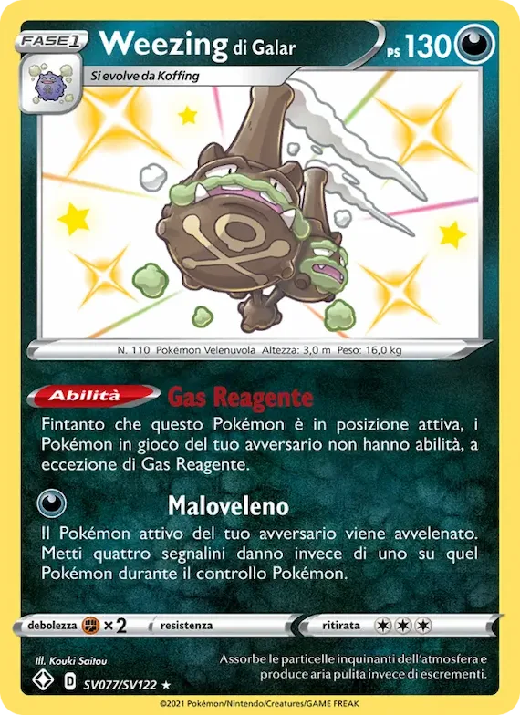 Weezing di Galar SV077 – Destino Splendente Tesoro Lucente