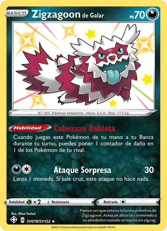 Zigzagoon de Galar SV078 – Destinos Brillantes Tesoro Brillante