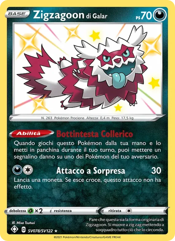 Zigzagoon di Galar SV078 – Destino Splendente Tesoro Lucente