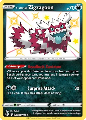 Galarian Zigzagoon #SV078 – Shining Fates Shiny Vault