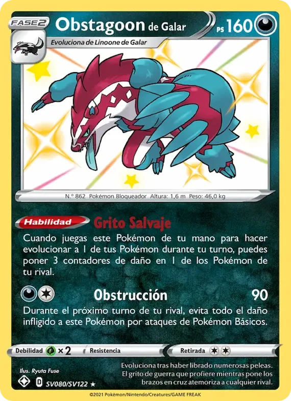 Obstagoon de Galar SV080 – Destinos Brillantes Tesoro Brillante
