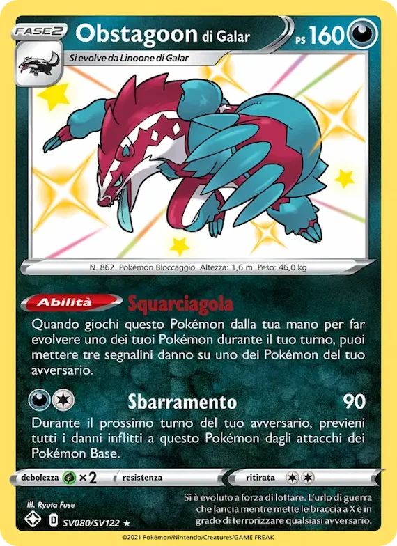 Obstagoon di Galar SV080 – Destino Splendente Tesoro Lucente