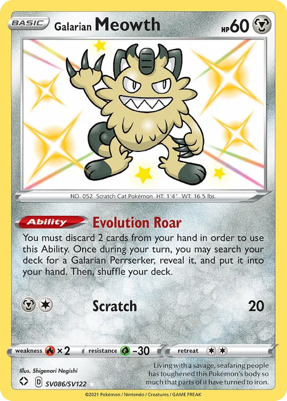 Galarian Meowth #SV086 – Shining Fates Shiny Vault