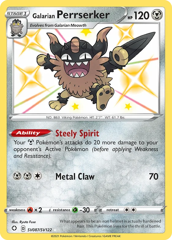 Galarian Perrserker #SV087 – Shining Fates Shiny Vault