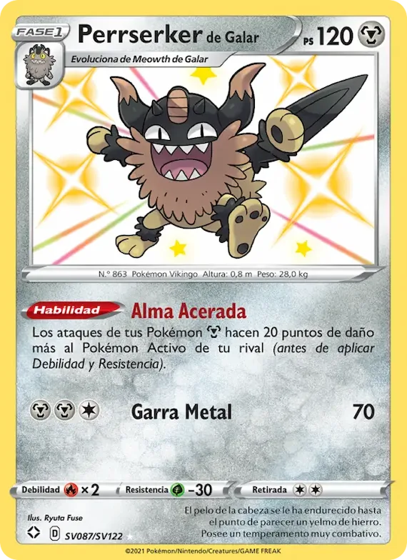 Perrserker de Galar SV087 – Destinos Brillantes Tesoro Brillante