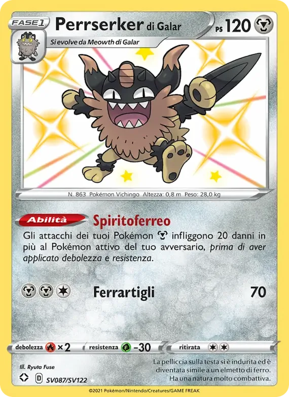Perrserker di Galar SV087 – Destino Splendente Tesoro Lucente