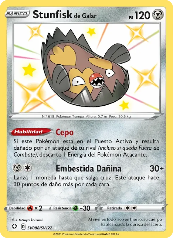 Stunfisk de Galar SV088 – Destinos Brillantes Tesoro Brillante