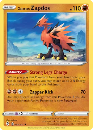 Galarian Zapdos #82 – Evolving Skies
