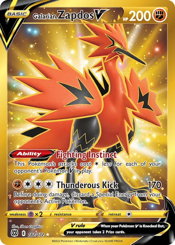 Galarian Zapdos V #182 – Brilliant Stars