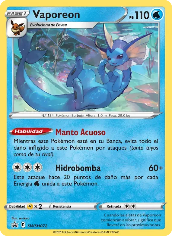 Vaporeon SWSH072 – Cartas de promoción ESES