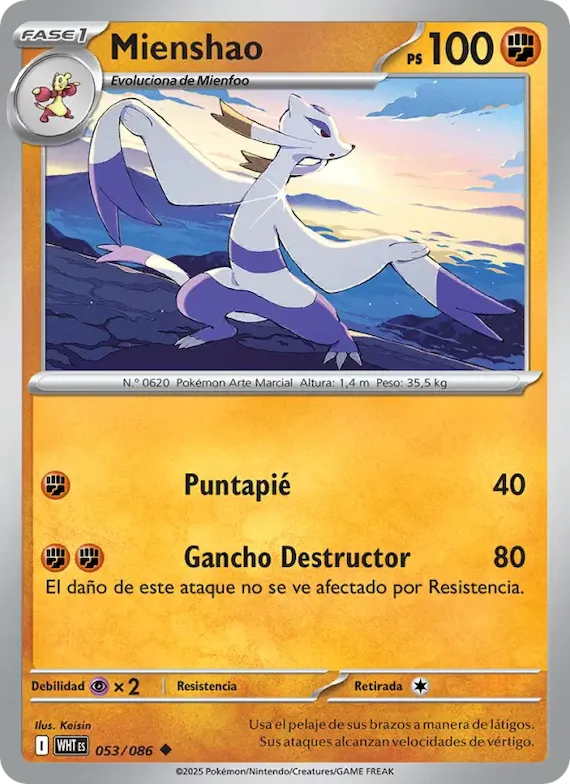Mienshao (motivo Master Ball) 53 – Llama Blanca