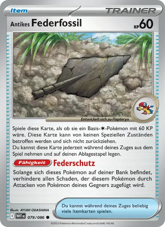 Antikes Federfossil (Pokéball-Muster) 79 – Weiße Flammen