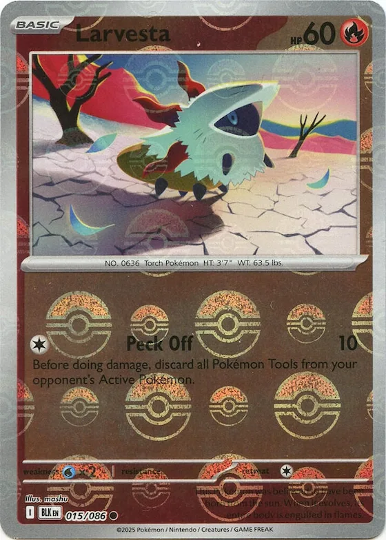 Larvesta (motivo Poké Ball) 15 – Fulgor Negro