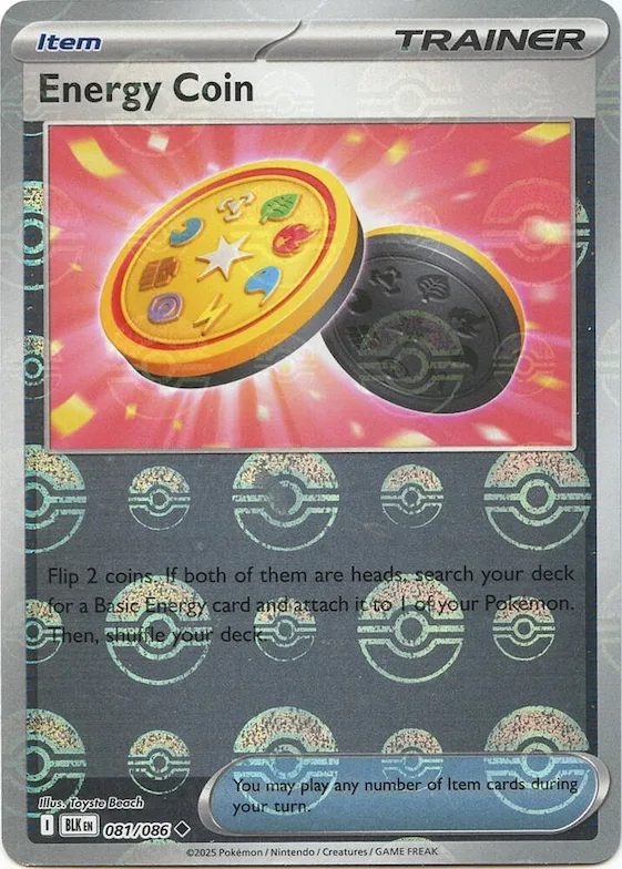 Energiemünze (Pokéball-Muster) 81 – Schwarze Blitze