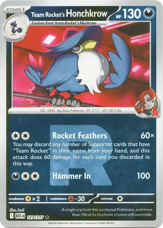 Team Rocket's Honchkrow (Team Rocket) #127 – Ascended Heroes