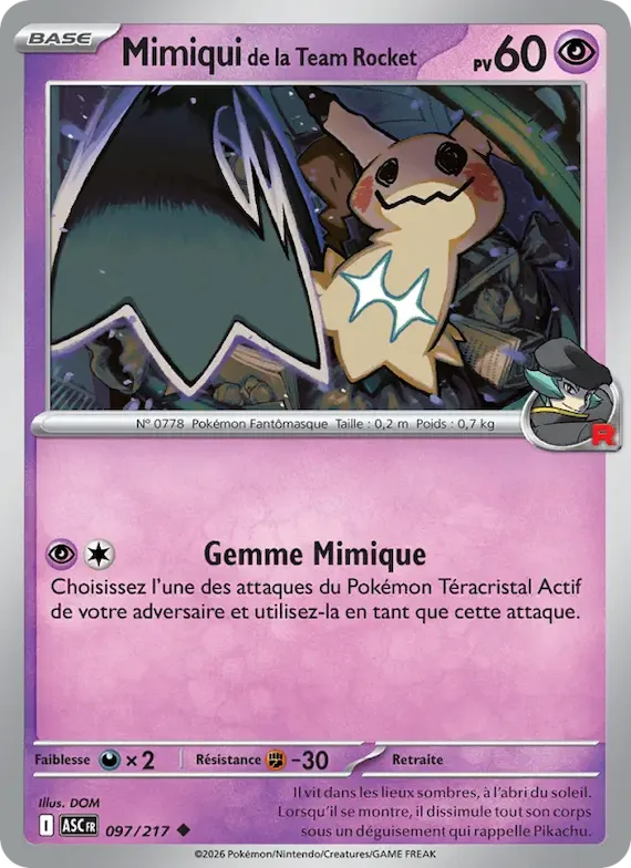 Mimiqui de la Team Rocket (motif symbole Énergie) 97 – Héros Transcendants