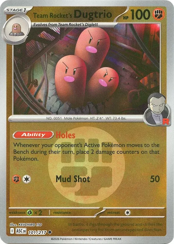 Dugtrio del Team Rocket (motivo símbolo de Energía) 101 – Héroes Ascendentes