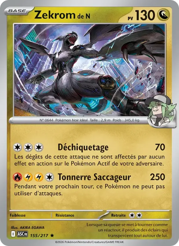 Zekrom de N (motif symbole Énergie) 155 – Héros Transcendants