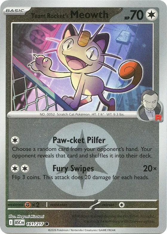 Meowth del Team Rocket (motivo simbolo Energia) 161 – Ascesa Eroica
