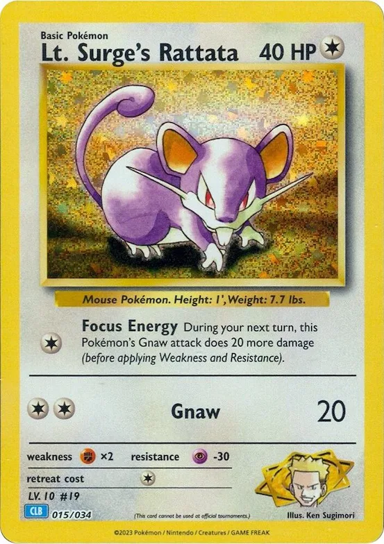Lt. Surge's Rattata #15 – Trading Card Game Classic