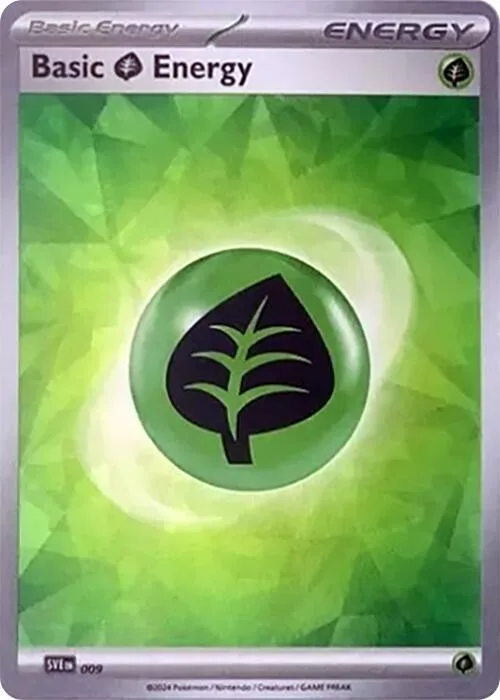 Basic Grass Energy (Cracked Ice Holo) #9 – Scarlet & Violet Energies