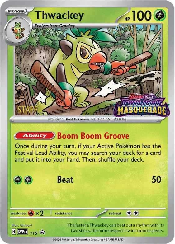 Thwackey - 115 (Prerelease) [Staff] #115 – Scarlet & Violet Promo Cards