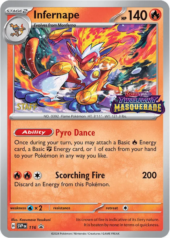 Infernape - 116 (Prerelease) [Staff] #116 – Scarlet & Violet Promo Cards