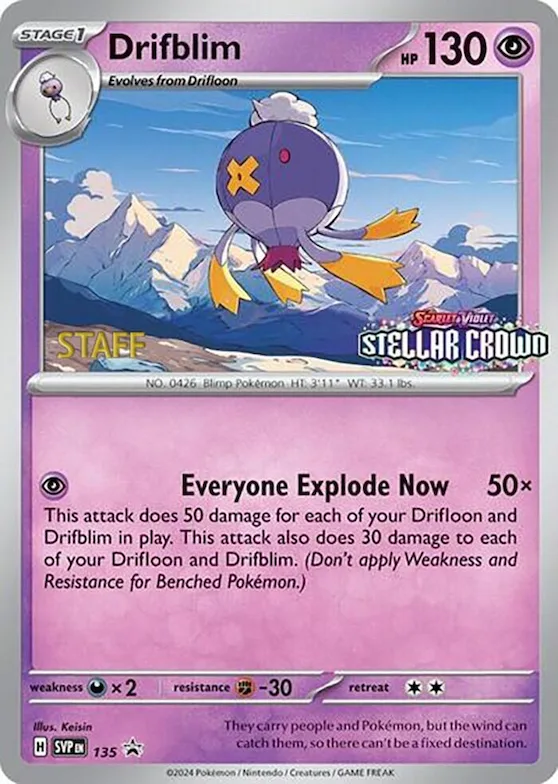 Drifblim - 135 (Prerelease) [Staff] #135 – Scarlet & Violet Promo Cards