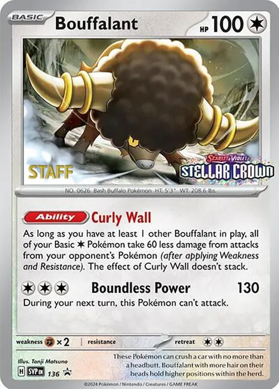 Bouffalant - 136 (Prerelease) [Staff] #136 – Scarlet & Violet Promo Cards